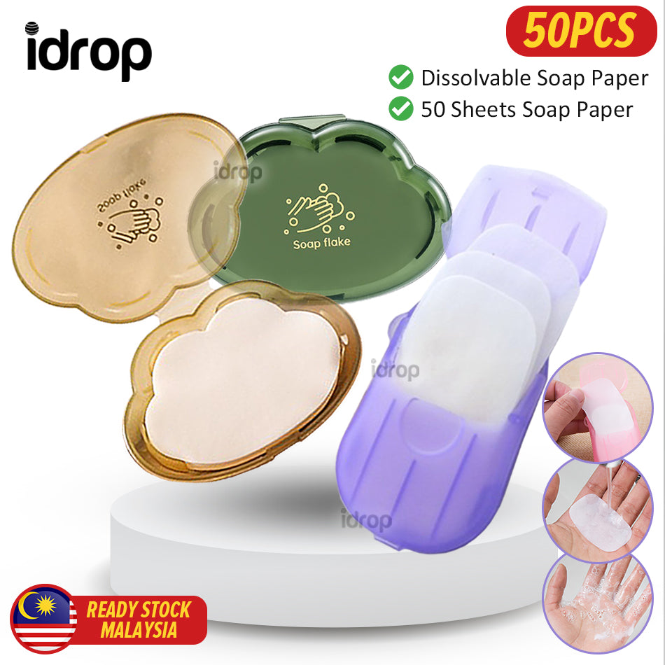 idrop [ 50pcs ] Disposable Pocket Paper Soap Travel Soluble Dissolvabl