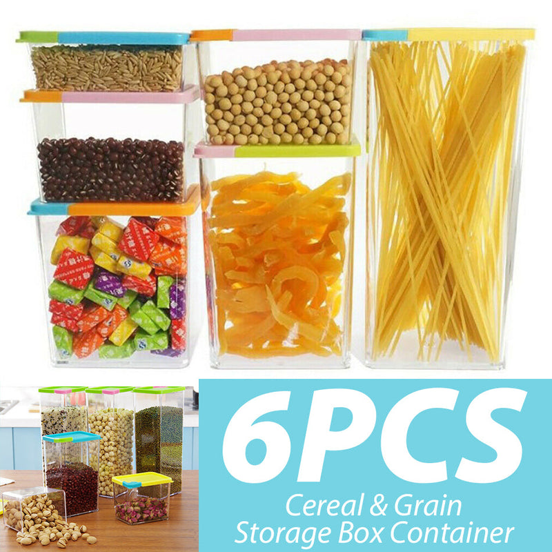 idrop [ 6PCS ] Grain & Cereal Food Dispenser Storage Box / Bekas Makanan Pelbagai Saiz / 六件套塑料储存罐