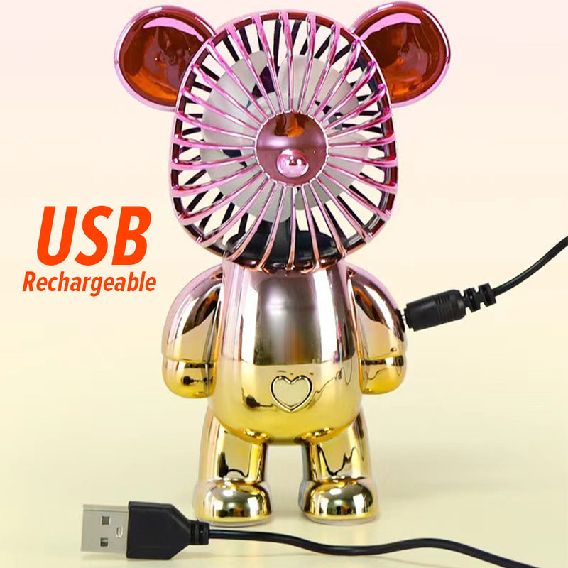 idrop USB Rechargeable Gradient Color Bear Fan / Kipas USB Beruang Warna Warni / USB充电渐变色小熊风扇