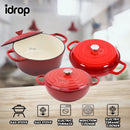 idrop 6 Pcs Premium Cast Iron Enamel Pot Cookware Set / 6 Keping Set Alat Memasak Periuk Enamel Besi Tuang Premium
