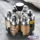 idrop Rotary Seasoning Storage Glass Jar Set For Salt Sugar Pepper Spices