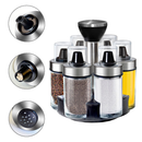 idrop Rotary Seasoning Storage Glass Jar Set For Salt Sugar Pepper Spices