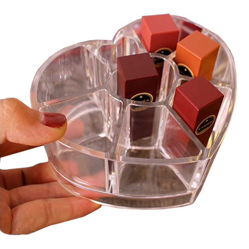 idrop Heart Shaped Multipurpose Acrylic Make Up Cosmetics Storage Box Organizer
