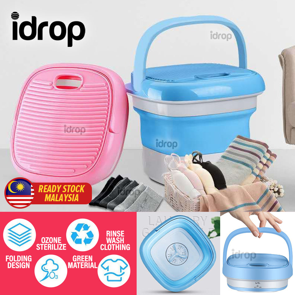 idrop Folding Compact Portable Washing Machine Mesin Basuh Mini Muda