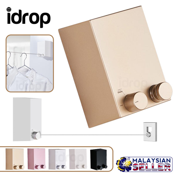 idrop LAUNDRY CABLE HANGER - Wall Retractable Metal Steel Clothes Line