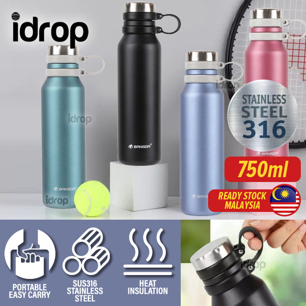 idrop [ 750ml ] Vacuum Insulation Sports Drinking Bottle Flask SUS316 Stainless Steel / Botol Minuman Keluli Tahan Karat / 750ML酷乐真空保温运动壶(316内胆)