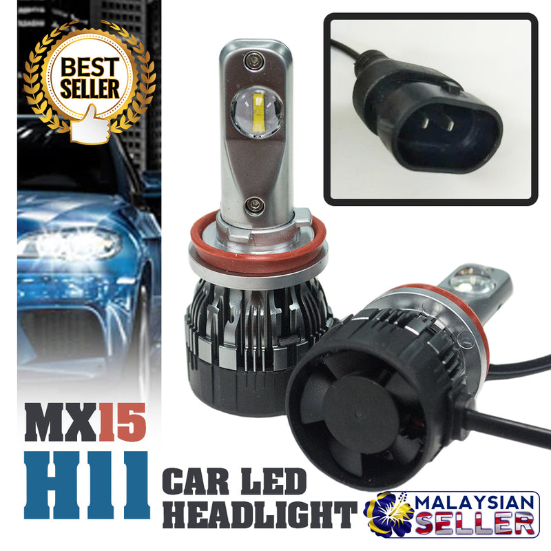 1 set MX15 H11 Car LED Headlight Driving Light Bulbs Hi/Lo Beam White 6000K