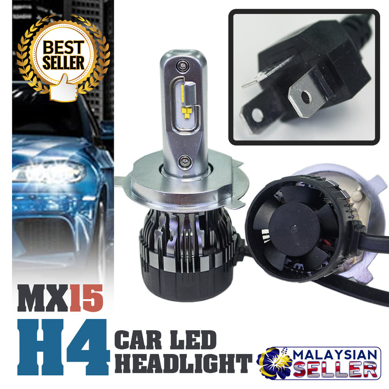 1 set MX15 H4 Car LED Headlight Driving Light Bulbs Hi/Lo Beam White 6000K ( Double Bulbs)