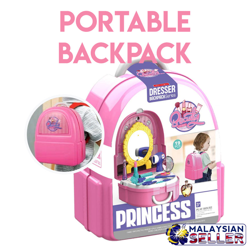 Idrop [7F703] Portable Backpack Pretend Game Girls Princess New Makeup Toy