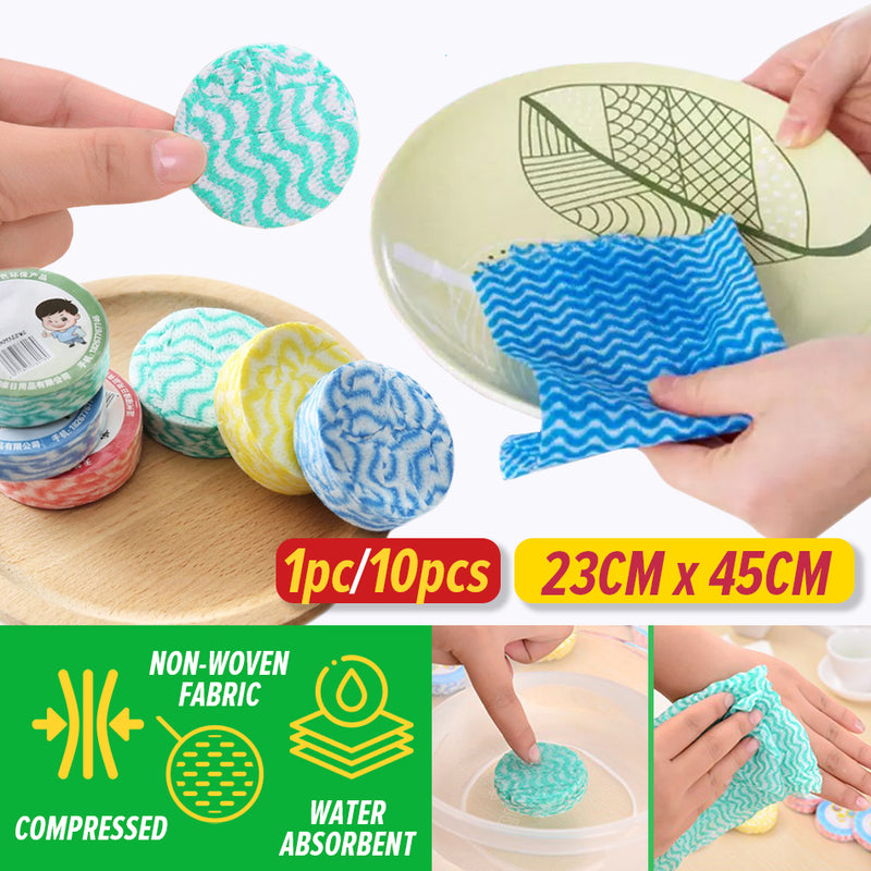 idrop [ 1pc / 10pcs ] Compressed Cleaning Water Absorbent Napkin Towel Disposable Non Woven Fabric [ 45cm x 23cm ]