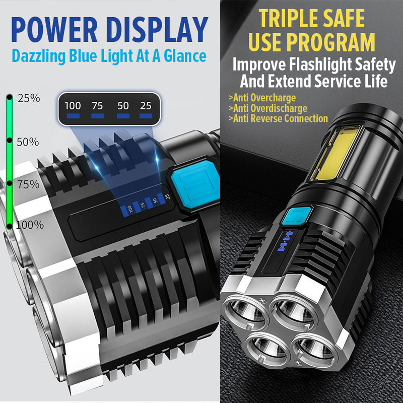 idrop USB Charge Flashlight 4-Core Rechargeable Flash Light / Lampu Suluh USB / 4核充电手电筒