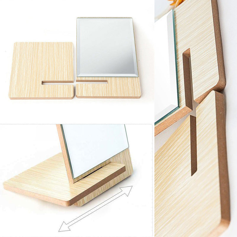 idrop Minimalist Craft Wood Table Makeup Mirror / Cermin Meja Make Up / 长方工艺木镜子