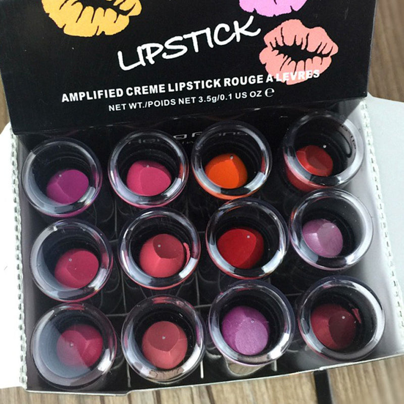 idrop 12pcs Big & Red Lipstick Beautiful Sexy Moisturizing Lip Balm Cosmetic Makeup / Set Gincu