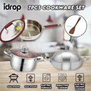 idrop 7PCS Premium Stainless Steel Cookware Set / Set Alat Memasak Keluli Tahan Karat Premium 7PCS