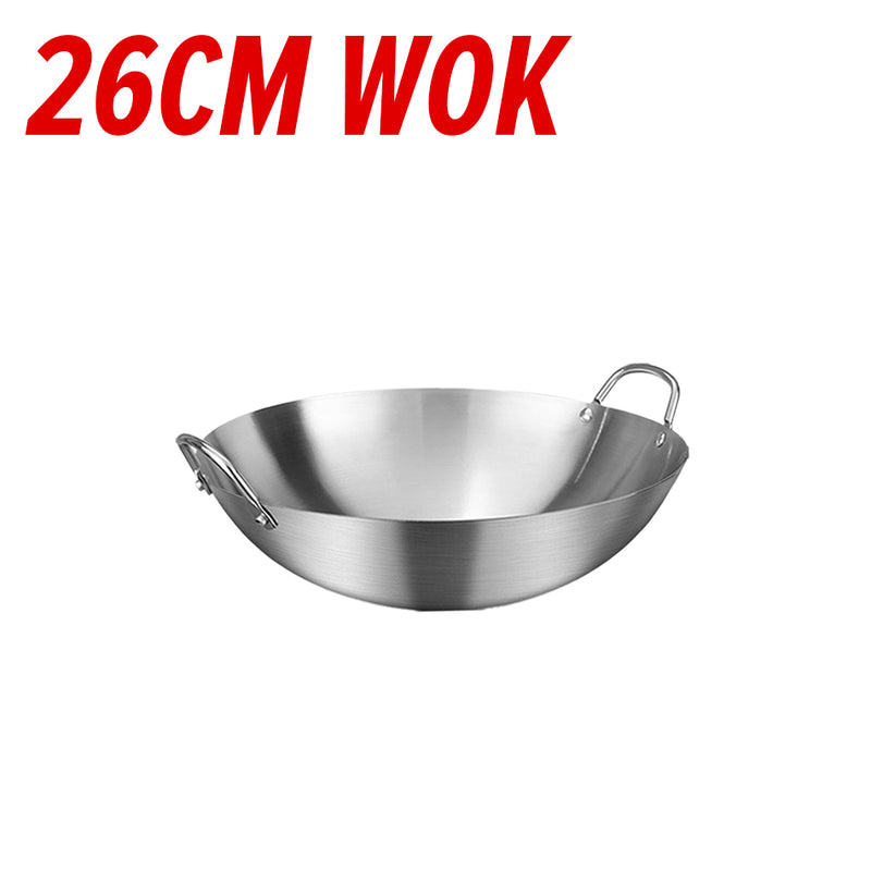 idrop Cooking Wok Double Ear Stainless Steel 304 26CM~36CM / Periuk Masak Keluli Tahan Karat 304 / 26CM-36CM不锈钢双耳砂光炒锅