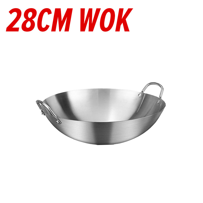 idrop Cooking Wok Double Ear Stainless Steel 304 26CM~36CM / Periuk Masak Keluli Tahan Karat 304 / 26CM-36CM不锈钢双耳砂光炒锅