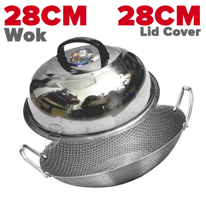 idrop MANY SIZE Nonstick Honeycomb Interior Cooking Wok Cookware [ 28/32/36/40/43/45CM ] / BANYAK SAIZ Kuali Bulat Masak Tidak Lekat Corak Lebah / 双耳不锈钢不粘锅圆底蜂窝炒菜