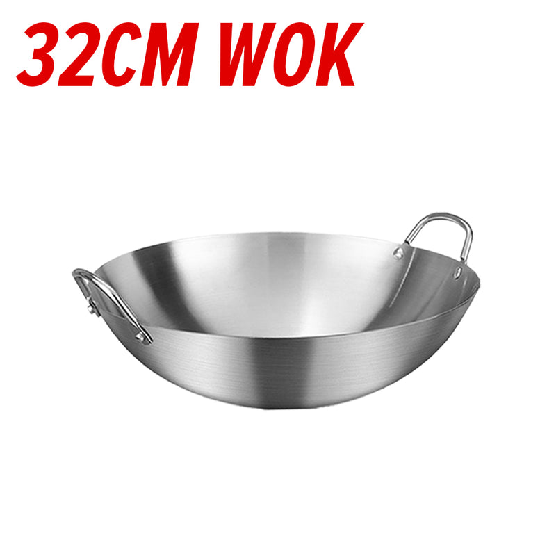 idrop Cooking Wok Double Ear Stainless Steel 304 26CM~36CM / Periuk Masak Keluli Tahan Karat 304 / 26CM-36CM不锈钢双耳砂光炒锅