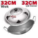 idrop [ 28CM / 32CM / 36CM ] Nonstick Stainless Steel Honeycomb Cooking Wok / Periuk Masak Keluli Tahan Karat Honeycomb / 不锈钢双耳蜂窝炒锅