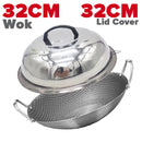 idrop [ 28CM / 32CM / 36CM ] Nonstick Stainless Steel Honeycomb Cooking Wok / Periuk Masak Keluli Tahan Karat Honeycomb / 不锈钢双耳蜂窝炒锅