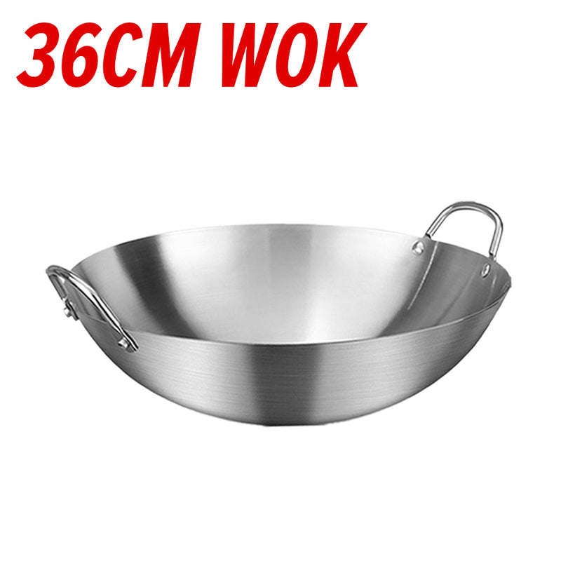 idrop Cooking Wok Double Ear Stainless Steel 304 26CM~36CM / Periuk Masak Keluli Tahan Karat 304 / 26CM-36CM不锈钢双耳砂光炒锅