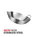 idrop Cooking Wok Double Ear Stainless Steel 304 40CM~60CM / Periuk Masak Keluli Tahan Karat 304 / 40CM-60CM不锈钢双耳砂光炒锅