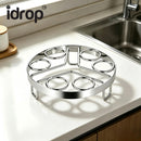 idrop 6 Hole Stainless Steel Egg Steamer Rack Round Fish Egg Heat Resistant Pot Trivet Thickened Cooking Rack Kitchen Tool Rak Kukus Telur 6 Lubang Keluli Tahan Karat Rak Bulat Ikan Telur Alas Tahan Panas Periuk Tebal dan Kukuh Alat Dapur Serbaguna (S)