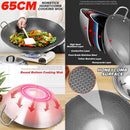 idrop [ SUPER COMBO SET ] 65CM Mega Large Honeycomb Nonstick Cooking Wok with Lid Cover & Long Spatula Ladle & 40CM Wok Double Ear 304 / Periuk Honeycomb Saiz Besar Berpenutup 65CM & Senduk dan Spatula & 40CM Periuk  Karat 304