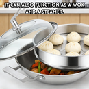 idrop 32CM - 34CM 304 Two Handles Stainless Steel Cookware Wok Thickened Household with steamer / 304 Dua Pemegang Keluli Tahan Karat Alat Memasak Kuali Isi Rumah Tebal 304 Pot Kitchenware (P)