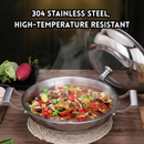 idrop 32CM - 34CM 304 Two Handles Stainless Steel Cookware Wok Thickened Household with steamer / 304 Dua Pemegang Keluli Tahan Karat Alat Memasak Kuali Isi Rumah Tebal 304 Pot Kitchenware (P)