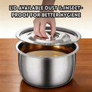 idrop [ 14CM, 18CM, 22CM, 26CM, 30CM ] SUS304 Stainless Steel Bowl with Lid Food Grade Oil Storage Bowl Kitchen Bowl Round Container Periuk Mangkuk Keluli Tahan Karat SUS304 dengan Penutup Bekas Minyak Gred Makanan Mangkuk Sup Bulat Bekas Dapur Rumah (S)