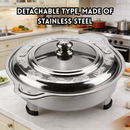 idrop 31CM Stainless Steel Buffet Stove Round with Lid Four Leg Stand Removable Grill Fish BBQ Stove Hotel Catering Cookware Dapur Bufet Keluli Tahan Karat 31CM Bulat dengan Penutup Kaki Empat Boleh Tanggal Dapur BBQ Ikan Peralatan Hotel Katering (S)