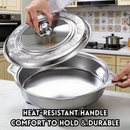 idrop 31CM Stainless Steel Buffet Stove Round with Lid Four Leg Stand Removable Grill Fish BBQ Stove Hotel Catering Cookware Dapur Bufet Keluli Tahan Karat 31CM Bulat dengan Penutup Kaki Empat Boleh Tanggal Dapur BBQ Ikan Peralatan Hotel Katering (S)