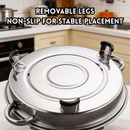 idrop 31CM Stainless Steel Buffet Stove Round with Lid Four Leg Stand Removable Grill Fish BBQ Stove Hotel Catering Cookware Dapur Bufet Keluli Tahan Karat 31CM Bulat dengan Penutup Kaki Empat Boleh Tanggal Dapur BBQ Ikan Peralatan Hotel Katering (S)