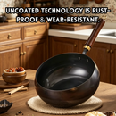 idrop 24CM Deep Belly Wok Traditional Pumpkin Shape Iron Wok Flat Bottom Cooking Pan Induction Gas Stove Compatible Kitchen Cookware Kuali Besi Perut Besar Bentuk Labu Kuali Goreng Dasar Rata Sesuai Dapur Induksi dan Dapur Gas Peralatan Dapur Rumah (S)