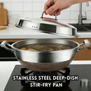 idrop [ 36CM / 40CM ] Non Stick Wok Large Cooking Wok 304 Stainless Steel Double Handle Stir Fry Pan Extra Large Kitchen Cooking Pot with Spatula Kuali Tidak Melekat Keluli Tahan Karat 304 Kuali Dua Telinga Saiz Besar Kuali Masak Goreng dengan Sudip (P)