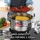 idrop 24cm - 36cm Pengukus Keluli Tahan Karat Besar dan Tebal Untuk Mengukus Ikan, Periuk Kukus Keluli Tahan Karat Kuali Sup Penutup Rebus Stainless Steel Cookimg Soup Pot Steamer With Lid