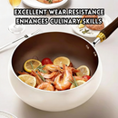 idrop [ 24CM / 26CM / 28CM ] Titanium Non Stick Wok Deep Fry Pan Flat Bottom Cooking Pan Induction Gas Stove Compatible Kuali Titanium Seramik Tidak Melekat Perut Besar Kuali Goreng Dasar Rata Sesuai Dapur Induksi dan Dapur (P)