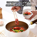 idrop [ 24CM / 26CM / 28CM ] Titanium Non Stick Wok Deep Fry Pan Flat Bottom Cooking Pan Induction Gas Stove Compatible Kuali Titanium Seramik Tidak Melekat Perut Besar Kuali Goreng Dasar Rata Sesuai Dapur Induksi dan Dapur (P)