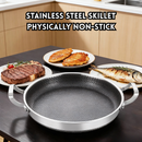 idrop 36CM Double Handle Flat Fry Pan 316 Stainless Steel Non Stick Pan Cooking Pan Induction Gas Stove Compatible Kuali Leper Dua Pemegang 36CM Keluli Tahan Karat 316 Kuali Tidak Melekat Sesuai Dapur Induksi dan Dapur Gas Peralatan Dapur Rumah (P)