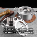idrop [ 18CM, 20CM , 22CM, 24CM ] 4PCS Thick Stainless Steel Soup Cooking Pot Double Handle Induction Gas Stove Compatible Kitchen Cookware Periuk Sup Keluli Tahan Karat Tebal Periuk Susu Periuk Pemegang Dua Sesuai Dapur Induksi dan Dapur Gas (S)