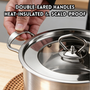 idrop [ 18CM, 20CM , 22CM, 24CM ] 4PCS Thick Stainless Steel Soup Cooking Pot Double Handle Induction Gas Stove Compatible Kitchen Cookware Periuk Sup Keluli Tahan Karat Tebal Periuk Susu Periuk Pemegang Dua Sesuai Dapur Induksi dan Dapur Gas (S)