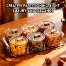 idrop 4 Grid -6 Grid Bekas Buah Kering, Candy Serving Tray Dried Fruit Snack Box , Luxury Snack Tray With Lid Container Set (S)