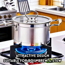 idrop [ 16CM 20CM 24CM ] Stainless Steel Cookware Set Milk Pot Double Handle Soup Pot Frying Pan Induction Gas Stove Compatible Kitchen Cookware Set Periuk Keluli Tahan Karat Set Periuk Susu Periuk Sup Dua Pemegang Kuali Goreng Sesuai Dapur Induksi (S)