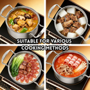 idrop [ 16CM 20CM 24CM ] Stainless Steel Cookware Set Milk Pot Double Handle Soup Pot Frying Pan Induction Gas Stove Compatible Kitchen Cookware Set Periuk Keluli Tahan Karat Set Periuk Susu Periuk Sup Dua Pemegang Kuali Goreng Sesuai Dapur Induksi (S)