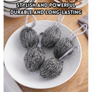 idrop Penggosok Keluli Tahan Karat Dengan Tali, Berus Pembersih Dapur , untuk Periuk Dan Kuali, Stainless Steel Wire Balls Metal Dishwashing Clean Ball Scrubbers Kitchen Scrubbing Sponges (S)