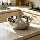 idrop【28CM - 40CM】Stainless Steel Mixing Bowl Soup Preparation Vegetable Seasoning Kitchen Serving Bowl Large Capacity Household & Canteen Keluli Tahan Karat Mangkuk Sup Dalam Besar Sayur Bekas Penyediaan Makanan Untuk Kegunaan Dapur, Rumah & Kantin (S)