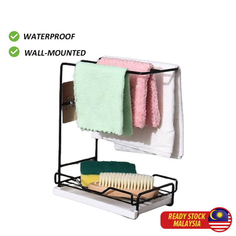 idrop Desktop Wall-Mountable Wiping Rack With Drain Tray / Rak Pengelap Boleh Lekap di Dinding Desktop Dengan Dulang Longkang / 台式可壁挂抹布置物架带沥水盘