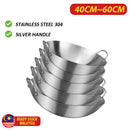 idrop Cooking Wok Double Ear Stainless Steel 304 40CM~60CM / Periuk Masak Keluli Tahan Karat 304 / 40CM-60CM不锈钢双耳砂光炒锅