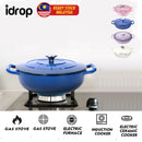 idrop 26 CM Premium Cast Iron Enamel Pot Casserole Round Dutch Oven Cooking Pot / 26 CM  Enamel Besi Tuang Premium Periuk Memasak Ketuhar Belanda Bulat